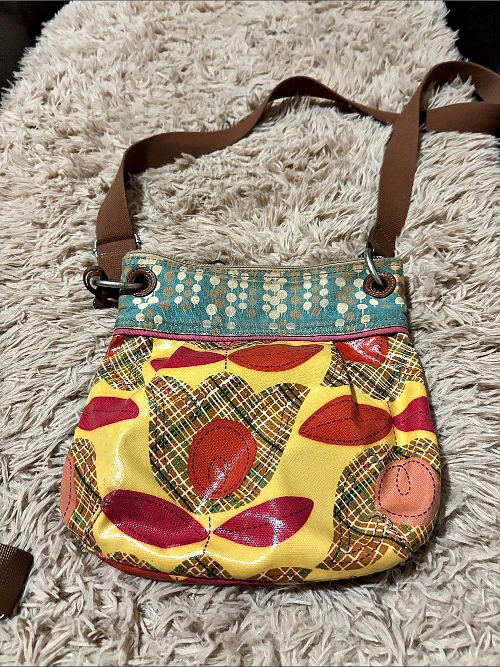 Fossil  Printed Shoulder Bag Yellow Blue